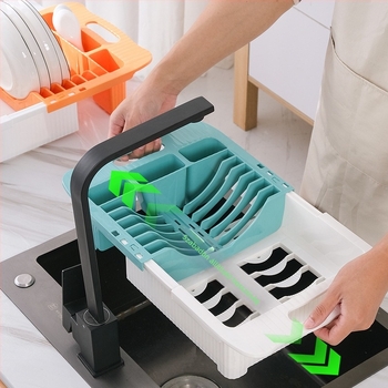 Shihui műanyag edény- és tál szárítóállványa, kihúzható, konyhai tároló, modern, egyszerű stílus, 2022