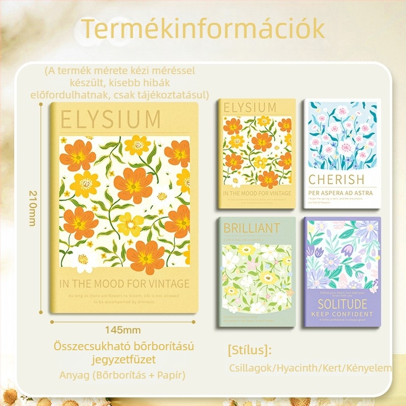 A5-ös olajfestmény jegyzetfüzet üres oldalakkal, Four Seasons márka, karton borító, ragasztott kötés, papír anyaga nyers fa pulpa, papírsúly 80 g/m², füzet stílus 19864248