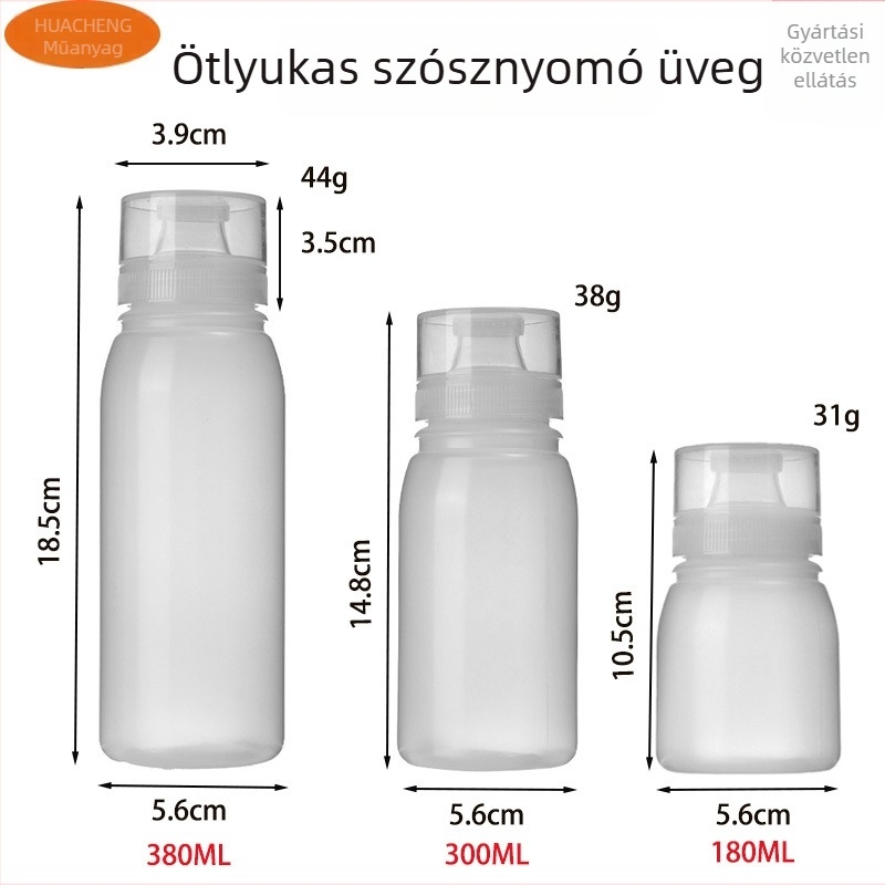 HC márkás ötlyukú műanyag nyomó palack készlet folyékony fűszerekhez – szószok, salátaöntetek, konyha