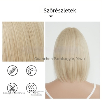 Női paróka, európai/amerikai stílus, lélegző, Qi frufru, hőálló rostok (festhető; göndöríthető)