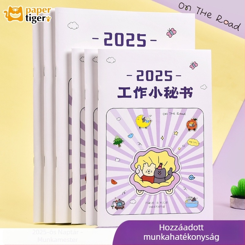 Notepad Paper Tiger — 70 g/m² papír, borító: papír, 50 oldal, japán-koreai aranyos stílus, heti tervező diákok számára