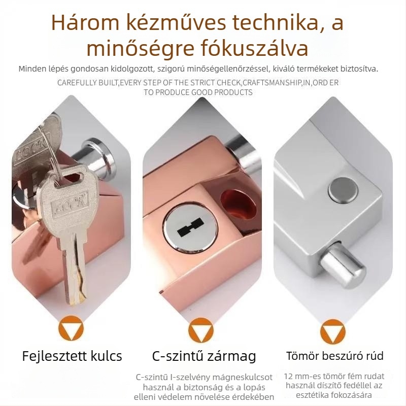 Type A Padlózár Üvegezett Ajtóhoz, Alumínium Ötvözet, Elektróplakált, Beronsel