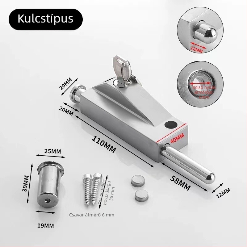 Type A Padlózár Üvegezett Ajtóhoz, Alumínium Ötvözet, Elektróplakált, Beronsel