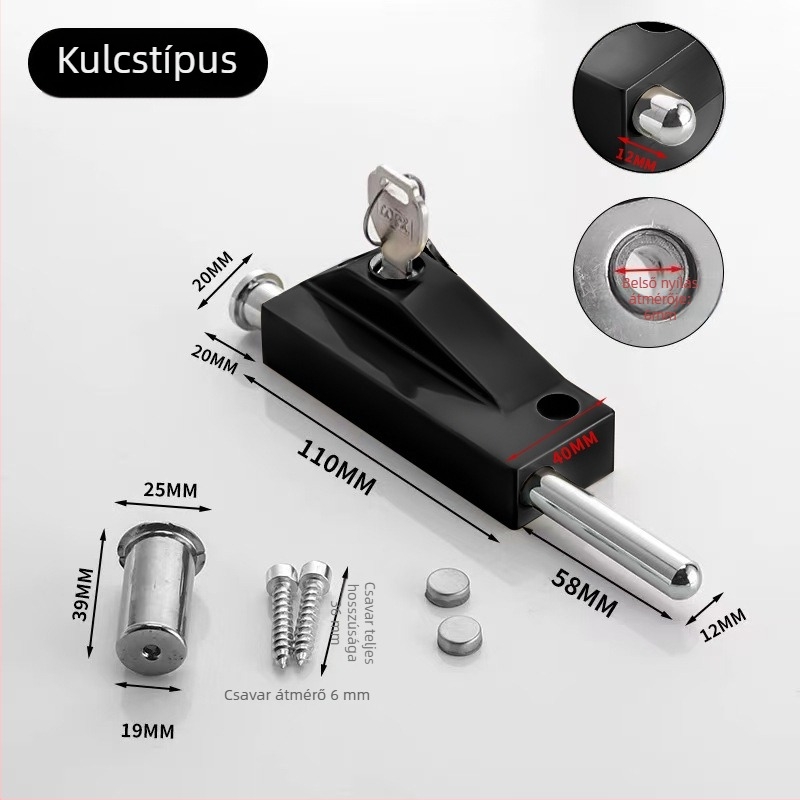 Type A Padlózár Üvegezett Ajtóhoz, Alumínium Ötvözet, Elektróplakált, Beronsel