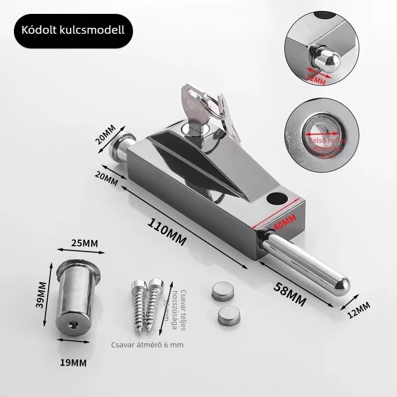 Type A Padlózár Üvegezett Ajtóhoz, Alumínium Ötvözet, Elektróplakált, Beronsel