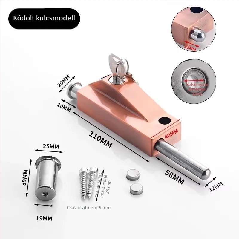 Type A Padlózár Üvegezett Ajtóhoz, Alumínium Ötvözet, Elektróplakált, Beronsel