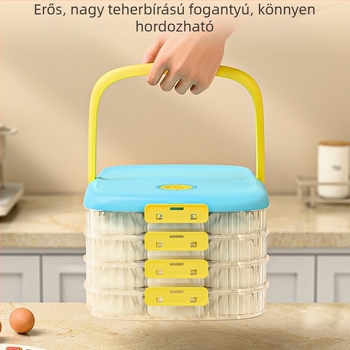 Zárt illatmentes dumpling tároló tál fagyasztóhoz és hűtőhöz, élelmiszer-minőségű műanyagból
