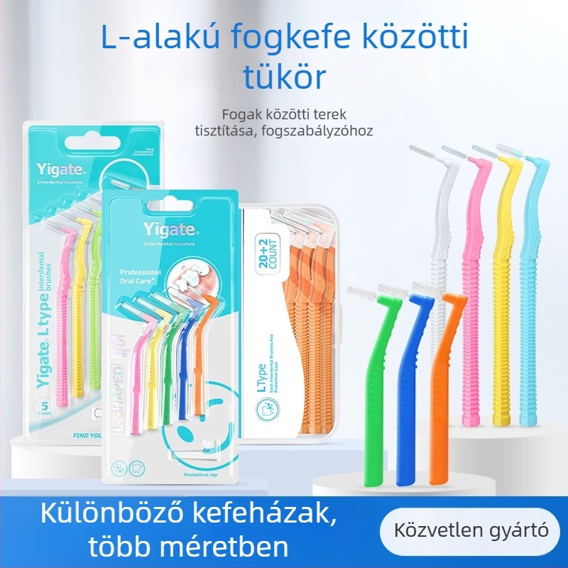 L alakú interdentális ecset ultra vékony, puha sörtékkel, kifejezetten ortodontikus tisztításhoz, 144 darabos.
