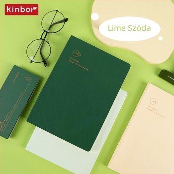 Kinbor önkitöltős napló üzleti iroda stílusban, műbőr borító, arany fólia nyomtatás, ragasztott kötés, erdőpapír