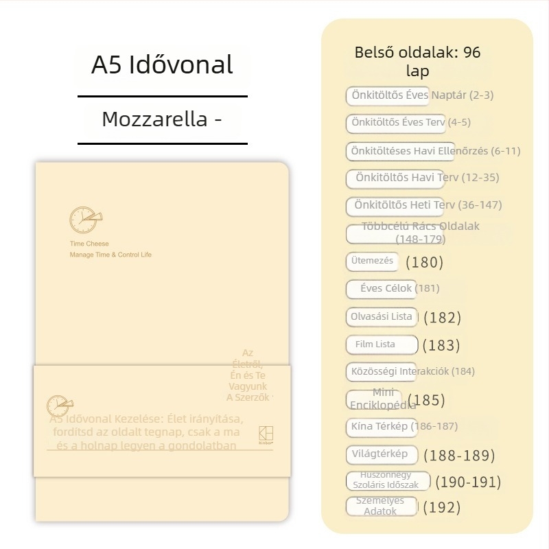 Kinbor önkitöltős napló üzleti iroda stílusban, műbőr borító, arany fólia nyomtatás, ragasztott kötés, erdőpapír