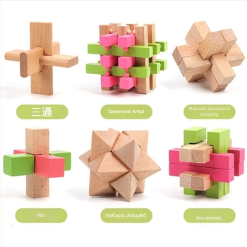 Kongming Lock Luban Ball készlet – Kilenc összefűzött gyűrűs puzzle, Lerth, 4–6 éveseknek