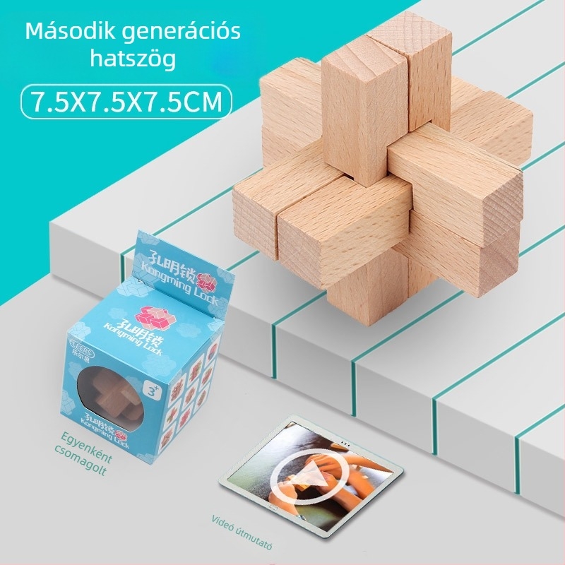 Kongming Lock Luban Ball készlet – Kilenc összefűzött gyűrűs puzzle, Lerth, 4–6 éveseknek