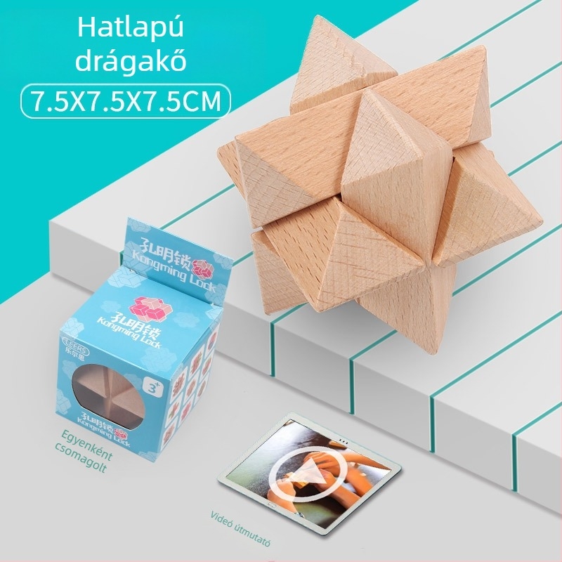 Kongming Lock Luban Ball készlet – Kilenc összefűzött gyűrűs puzzle, Lerth, 4–6 éveseknek