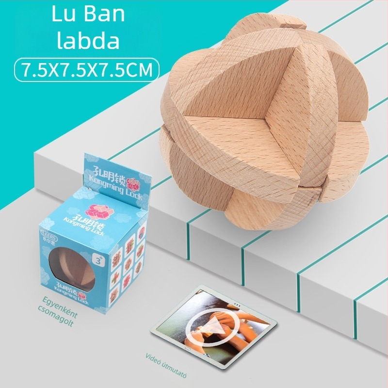 Kongming Lock Luban Ball készlet – Kilenc összefűzött gyűrűs puzzle, Lerth, 4–6 éveseknek