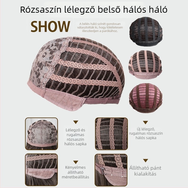 Női rövid, egyenes paróka Qi frufruval, hőálló rostból készült, modell W–t449