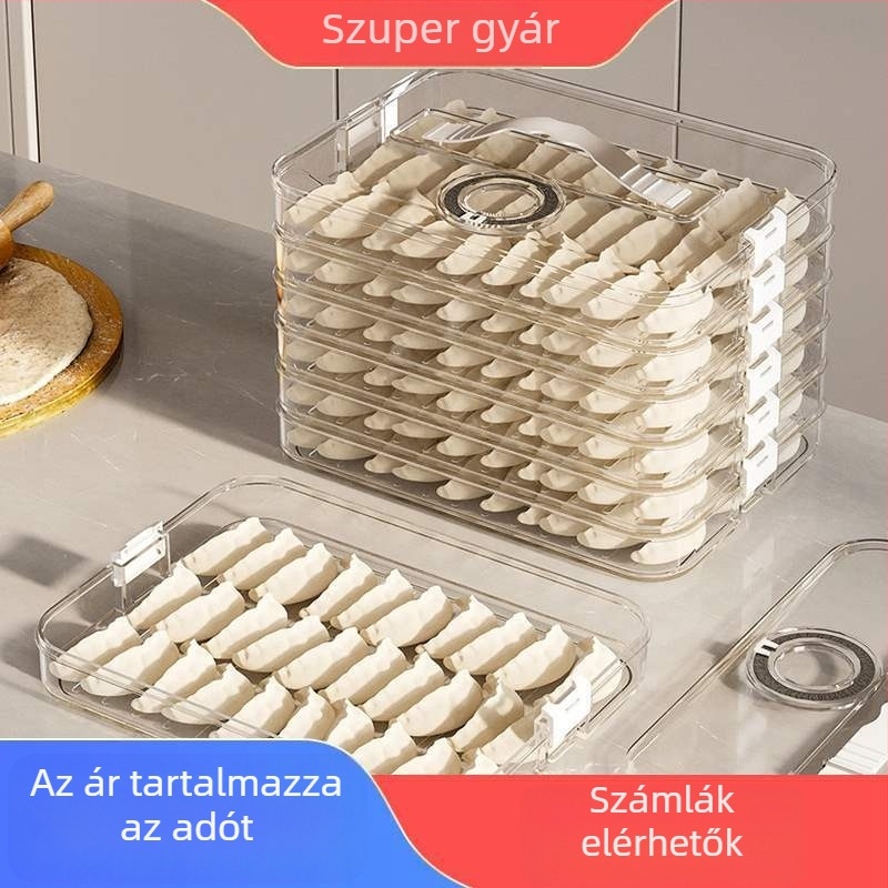 Többszintes gombócdoboz időzítővel, nagy kapacitású hűtő- és fagyasztótároláshoz