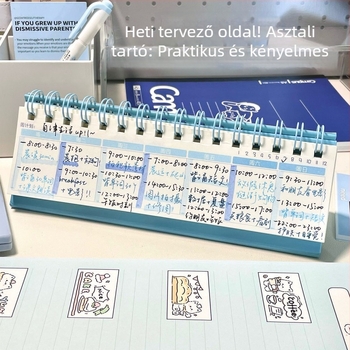 PP borítóval ellátott asztali naptár és tervező, loose-leaf kötés, Dowling papír 40 g, 120 oldal, kreatív stílus.