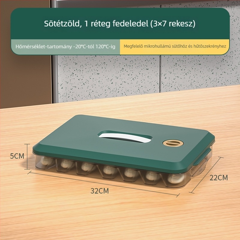 Dumpling tároló doboz fedéllel – műanyag, többszintű tálca a frissesség megőrzéséért