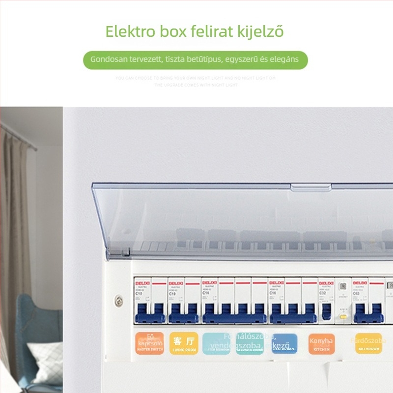 PVC fluoreszkáló falikártya kapcsolópanelhez – világító jelző, 1 db, mintázat 29453, nappali, hálószoba, dolgozószoba, étterem, fürdőszoba, bejárat