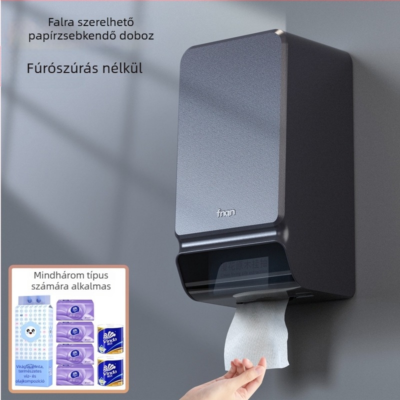 Falra szerelhető papírzsebkendő tartó, fúrás nélküli, műanyag, modell fq3008, 16 darabos készlet, többfunkciós, modern letisztult stílus