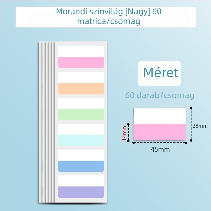 Morandi index címkék, erős tapadóhatású jegyzetcsíkok diákok számára