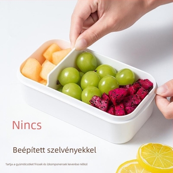 Átlátszó ételtároló doboz rekeszekkel, élelmiszer-minőségű, mikrohullámú sütőben használható, téglalap alakú, egy rétegű, PP+PS+szilikagél
