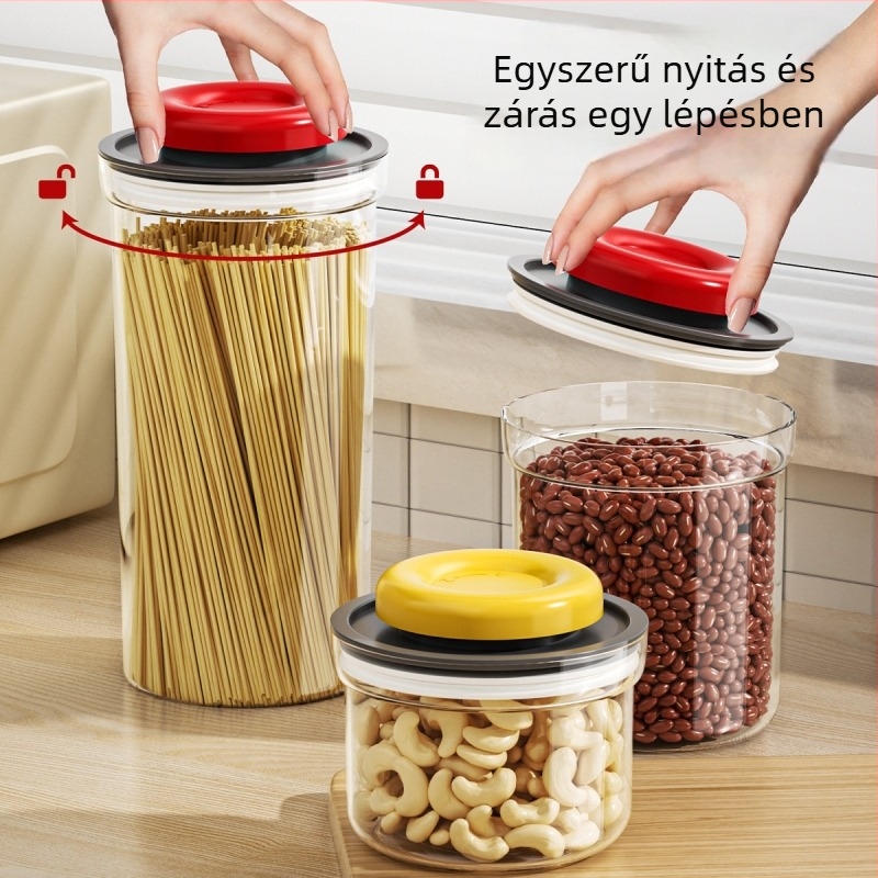 Oufele Élelmiszer-minőségű lezárható kerek tárolóedény – PET+ABS, 3.1–4L, gabonák, nassolnivalók, fűszerek és kávébabok számára