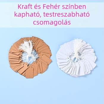 Tehénbőr ajándékcímkék zsinórral, üres papírcímkék kézzel írt üzenetekhez