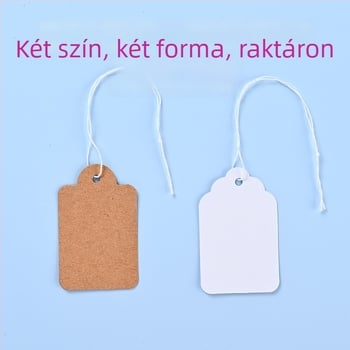 Tehénbőr ajándékcímkék zsinórral, üres papírcímkék kézzel írt üzenetekhez