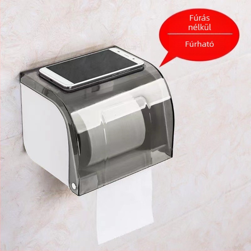 Fali WC-papírtartó fúrás nélkül, mag nélküli tekercstartó, vízálló, univerzális