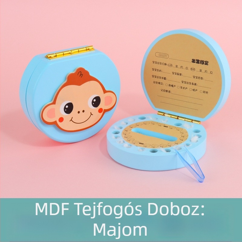 Tejfogak emlékdoboza gyerekeknek — fa anyagú, első fogak tárolására szolgáló doboz