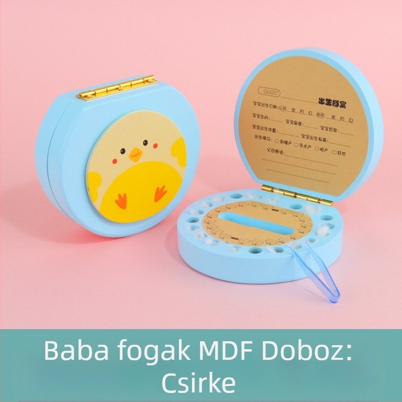 Tejfogak emlékdoboza gyerekeknek — fa anyagú, első fogak tárolására szolgáló doboz