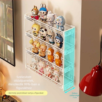 Fali Blind Box babák kiállítópolca, modell 888-3, műanyag, összecsukható, testreszabás és logónyomás elérhető