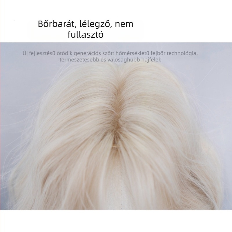 Paróka, Rövid Göndör Haj, Kézzel Készített, Természetes Stílus (Model 577; Hazai Selyem; Egyenes vagy Ferde Frufru; Nem Festhető)