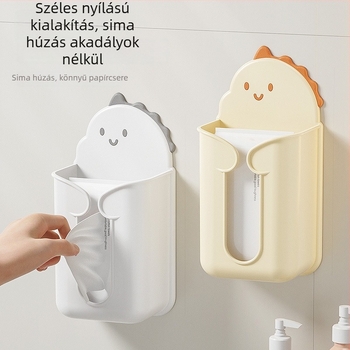 Falihoz szerelhető papírtörlő-doboz, műanyagból, levehető papírtörlőkhöz, fürdőszobába és nappaliba, modern egyszerű stílus