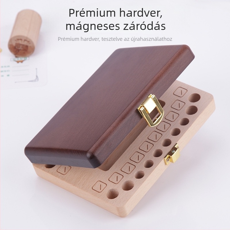 Fa tejfog-emlékdoboz fiúknak és lányoknak, köldökzsinór és babahaj gyűjteményével