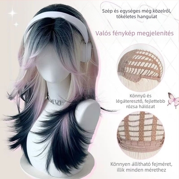 Paróka (Koreai stílus, ferde frufru, Modell YJ230, hőálló rostok)