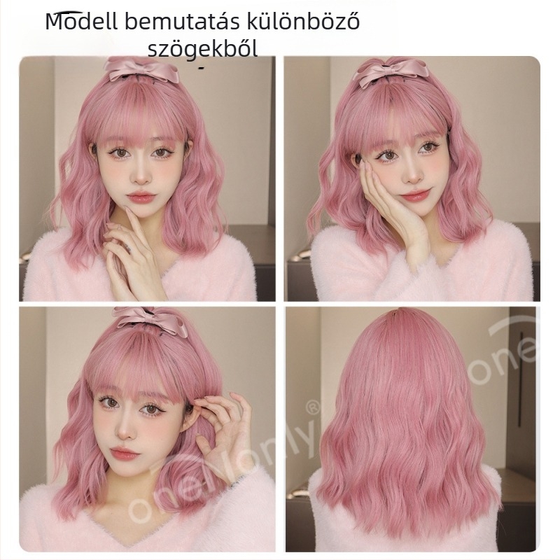Paruka LC210-1, oneNonly — selyem haj, rövid göndör frufru Qi, japán–koreai édes cosplay stílus