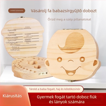 Gyerekeknek készült fa fogtároló doboz – tejfogak emlékgyűjtemény, 4–6 éveseknek, fa játék 14 éves kor alatt