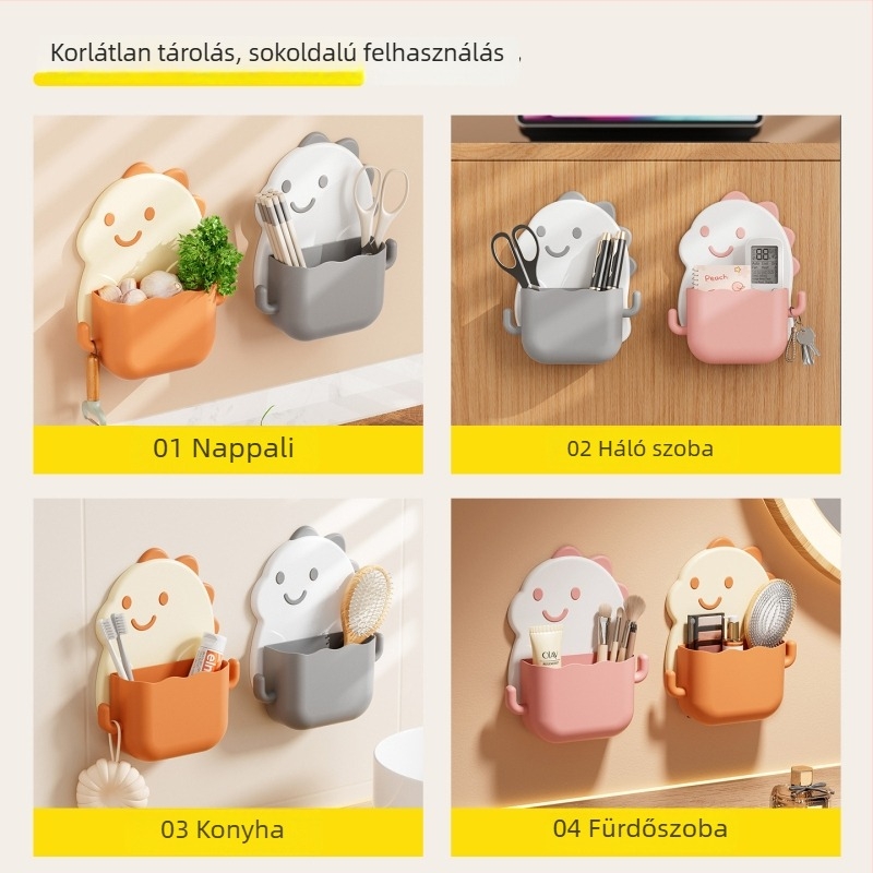 Falra szerelhető fürdőszobai tároló doboz, fedél nélküli, PP anyagú, többfunkciós