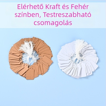 Kézre írható ajándék címke kraftpapírból, pamutszálas kötővel, írható jelöléshez, testreszabás elérhető, színes offset nyomtatás, 500 db