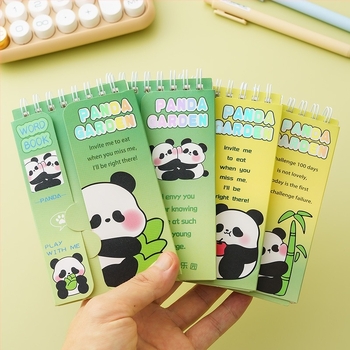 MOYL Panda zsebjegyzet — oldható kötés, papírtok, 80 g/m² cellulóz papír, 1–50 oldal, aranyos japán/koreai stílus