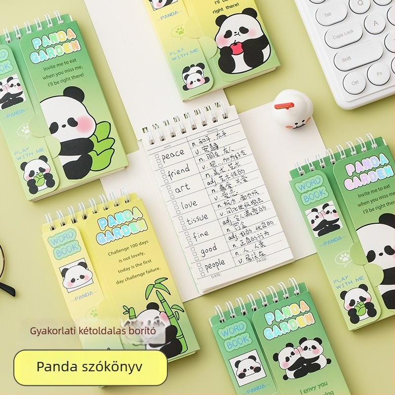 MOYL Panda zsebjegyzet — oldható kötés, papírtok, 80 g/m² cellulóz papír, 1–50 oldal, aranyos japán/koreai stílus