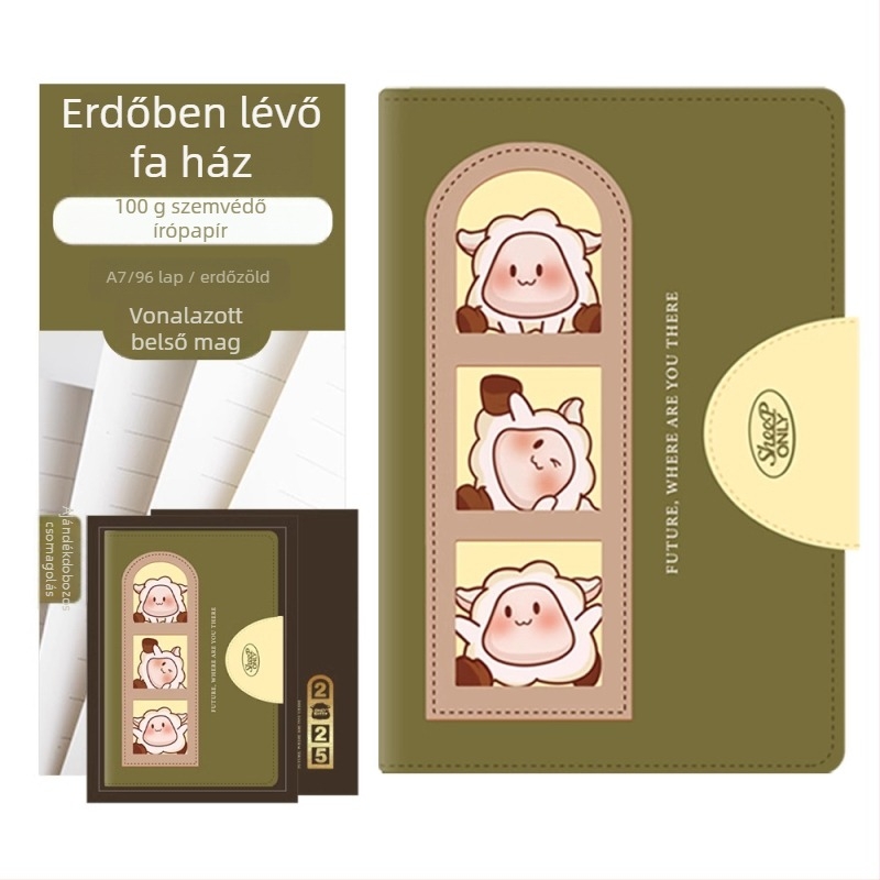 Napló állati és aranyos mesés stílusban — Márka: Cagie/kajie; Borító: műbőr; Papír: fa cellulóz; Papír tömege: 100 g/m²; Oldalak: 100–200