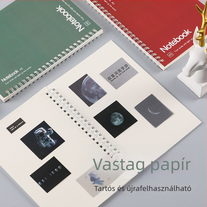 Napló release papírral, kötés loose-leaf, papír 115–120 g/m², 50–100 oldal, kreatív stílus