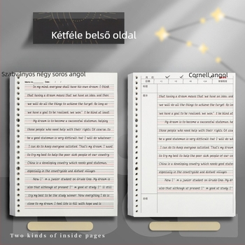 Kitéphető lapokkal ellátott angol nyelvű notesz, csillagos égbolt borítóval, B5/A4 méret, diákoknak, négy vonal, három négyzetrács