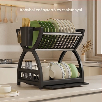 Műanyag edényrendező állvány – konyhai szárítók és edények rendezője; Anyag: Műanyag; Kategória: Edény- és evőeszköz-rendező; Stílus: Egyéb