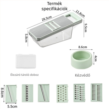 Többcélú zöldségvágó ABS + rozsdamentes acél; modern stílus; sokoldalú konyhai eszköz