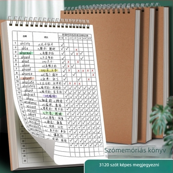 Angol szókincs memóriás notesz – spirálkötés, papírborítás, nyers fa cellulóz anyag, 80 g papír