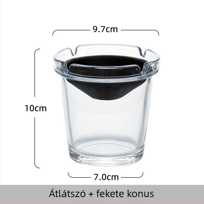 Üvegből készült hamutál, tölcsér alakú, megakadályozza a hamu szóródását és a füst szagát, beépített tárolórekesszel